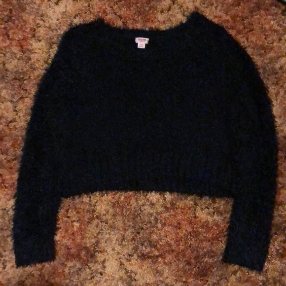 Mossimo Supply Co. Sweaters - Black Fuzzy Crop Top Sweater